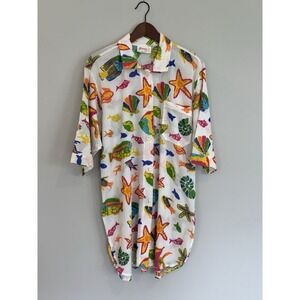 Vintage Gloria's Fashion Swim Cover 100% Cotton Beachy Travel Coastal Grandma